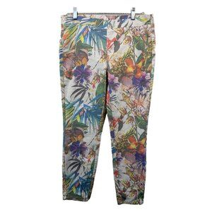 Jeans by Buffalo Womens Capris Sz L Slim Stretch PullOn Floral Tropical Beachy